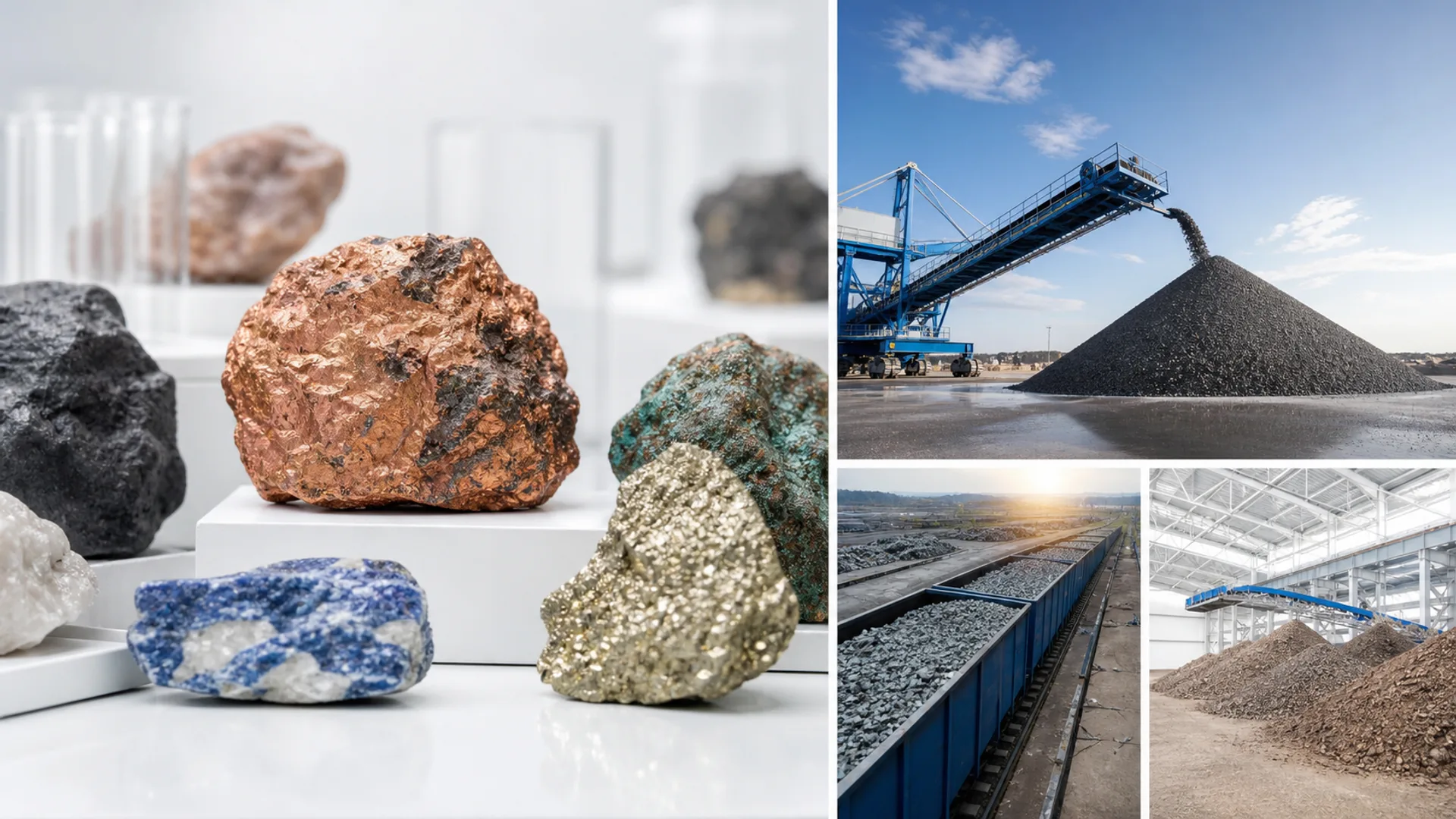 Mineral products prepared for bulk logistics.